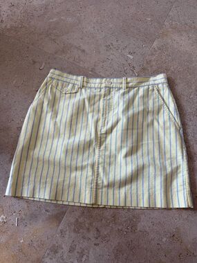Ralph Lauren Yellow Mini Skirt with Light Blue Stripes